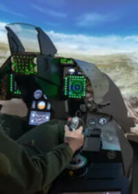 Pilot controlling a fighter aircraft