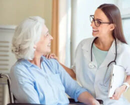 Doctor in a joyful conversation with a patient